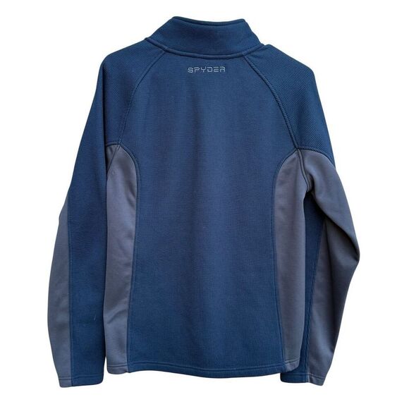Spyder Men's Small Navy Blue Fleece Lined 1/4 Zip Pullover Sweatshirt Sweater - Picture 3 of 5